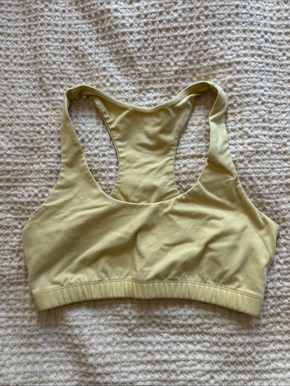 ✨ MATE the label organic cotton sports bra sz M in butter yellow